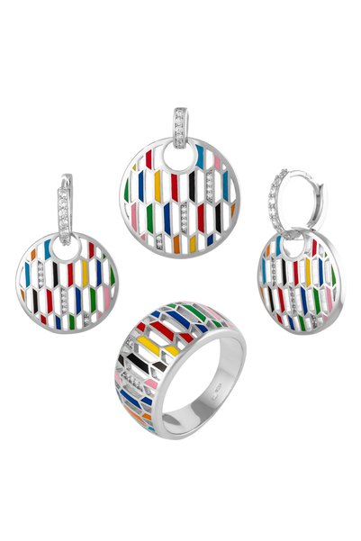 Sonis Silver Set din argint 925 (cercei + pandantiv + inel) rodiat cu cubic z...