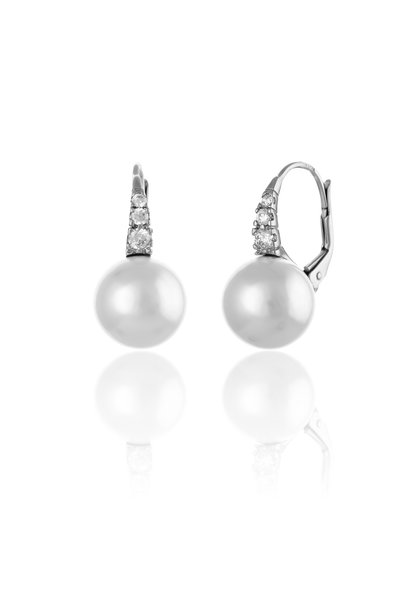 Sonis Silver Cercei din argint 925 rodiat cu perlă de laborator și cubic zirc...
