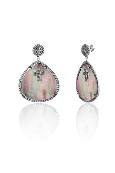 Sonis Silver Cercei din argint 925 rodiat roz cu sidef, sidef - 4.5 cm, 12.38 g