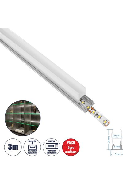 GloboStar® GloboStar GLASSBOARD-Προφίλ Αλουμινίου - Βάση & Ψύκτρα για Ταινία ...