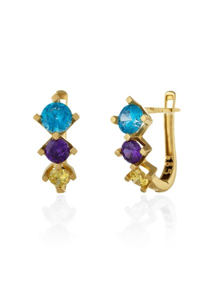 Sonis Silver Cercei din aur 585 / 14K cu zirconia fațetată, multicolor