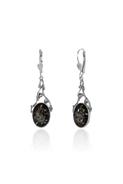 Sonis Silver Cercei din argint 925 vintage cu chihlimbar , verde