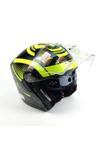 LS5 Siyah Yeşil 8 Desenli Yarım Kask