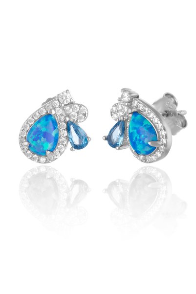 Sonis Silver Cercei din argint 925 rodiat cu opal de laborator și cubic zirco...