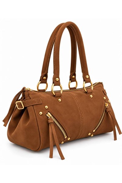 Neli Elegant Women's Suede Zipper Detailed Bag