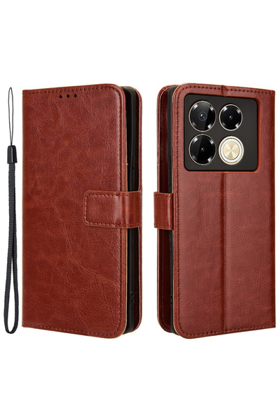 XGSM Husă portofel tip carte Crazy Horse pentru Infinix Note 40 Pro, Maro