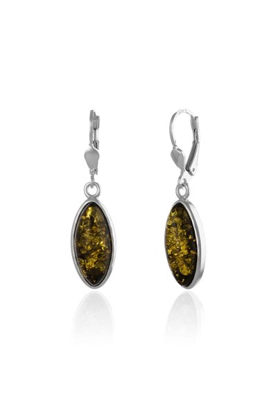Sonis Silver Cercei din argint 925 cu chihlimbar , verde - 4 cm, 4.07 g