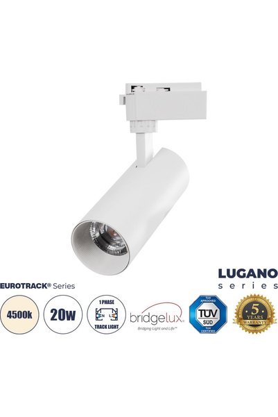 GloboStar® GloboStar Lugano Μονοφασικό Σποτ Ράγας LED 20W 2500lm 36 °   Ακρυλ...