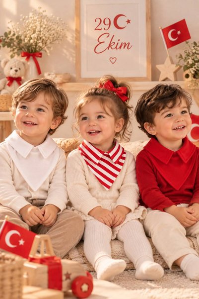 Lumos Trade 29 Ekim Cumhuriyet Bayramı Özel Gün 3’lü Polo Yaka Fular Mama Önl...