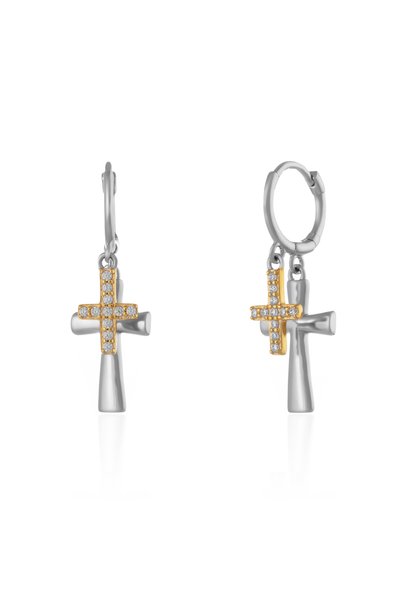 Sonis Silver Cercei din argint 925 rodiat, placat cu aur de 14K cu cubic zirc...