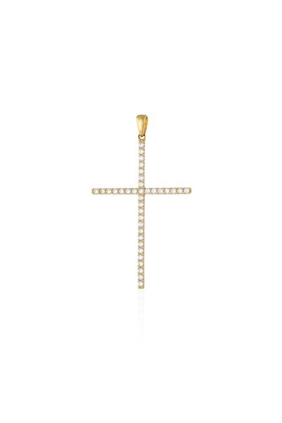 Sonis Silver Pandantiv tip Cruce, din aur 585 / 14K cu cubic zirconia, transp...