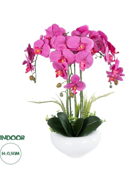 GloboStar® GloboStar Τεχνητό Διακοσμητικό Φυτό Ορχιδέα Σκούρο Ροζ Φούξια για ...