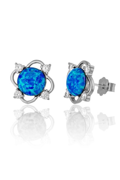 Sonis Silver Cercei din argint 925 rodiat cu opal de laborator și zirconia fa...