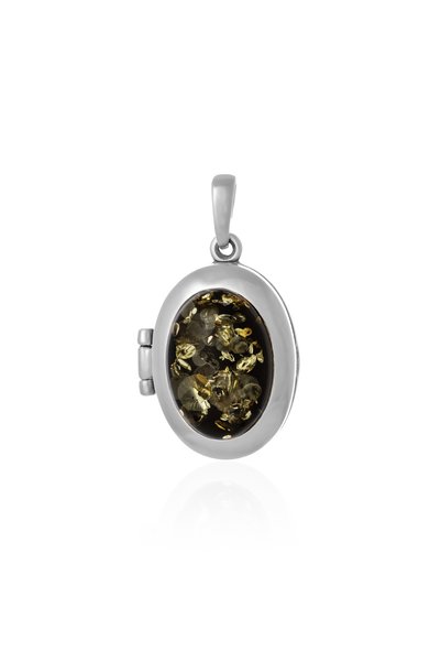 Sonis Silver Pandantiv din argint 925 cu chihlimbar , verde - 3.5 cm, 6.52 g