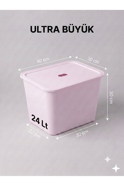 decosense Lila Kapaklı Ultra Büyük 24 Litre 40x30x30 cm Polipropilen Plastik ...