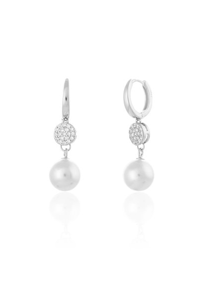 Sonis Silver Cercei din argint 925 rodiat cu perlă de laborator și cubic zirc...