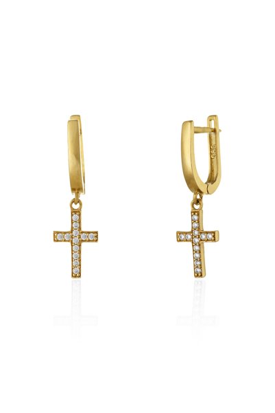 Sonis Silver Cercei din aur 585 / 14K cu cubic zirconia, transparentă