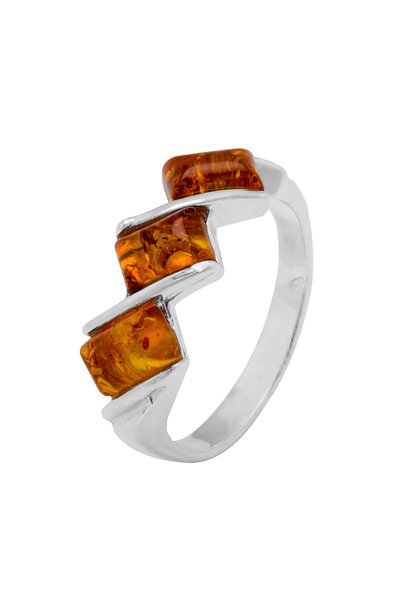 Sonis Silver Inel din argint 925 cu chihlimbar , maro cognac