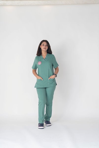 Kıraç Uniform Ameliyathane Forması Scrubs Likralı Takım Yeni Yönetmeliğe Uyumlu--Frosty Spruce