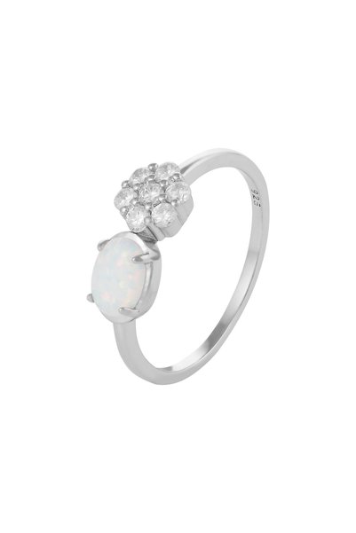 Sonis Silver Inel din argint 925 rodiat cu opal de laborator și cubic zirconi...