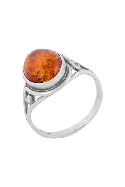 Sonis Silver Inel vintage din argint 925 cu chihlimbar , maro cognac