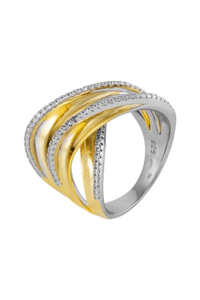 Sonis Silver Inel din argint 925, placat cu aur de 14K cu cubic zirconia, tra...