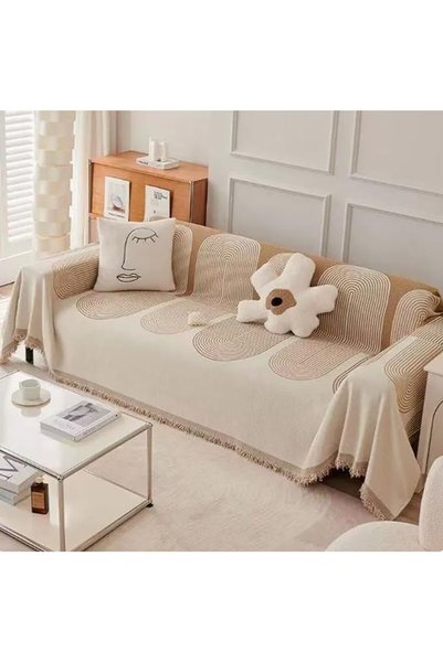 ANYUAN غطاء أريكة جاكار عتيق الطراز، منشفة أريكة كاملة التغطية مع شراشيب، مقاس كبير 180 * 300 سم، مناسب