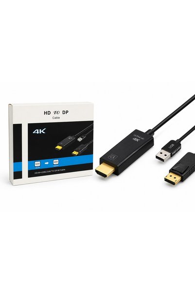 Angel Of Life Hdmı Usb To Displayport Aktif Dönüştürücü Kablo 4K 60Hz 26 Cm HDX7901