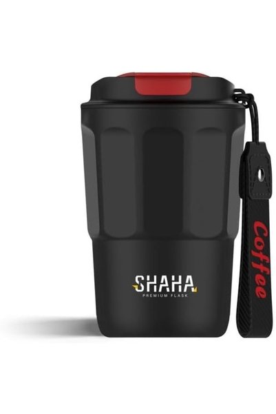 SHAHA كوب فراغي من الفولاذ المقاوم للصدأ، أسود، سعة 510 مل