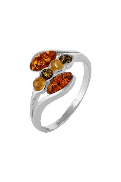 Sonis Silver Inel din argint 925 cu chihlimbar , maro cognac, galben și verde
