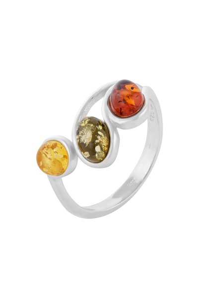 Sonis Silver Inel reglabil din argint 925 cu chihlimbar , verde, maro cognac ...