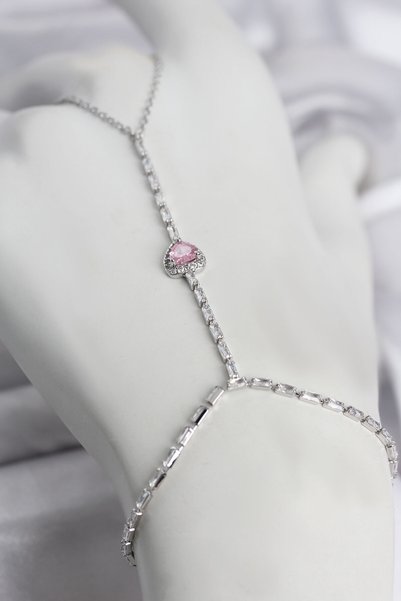 Angel Of Life Silver Color Brass Zircon Stone Pink Heart Model Şahmeran Tj-Sn772