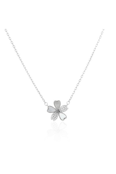 Sonis Silver Lanț cu pandantiv din argint 925 rodiat cu sidef și cubic zircon...