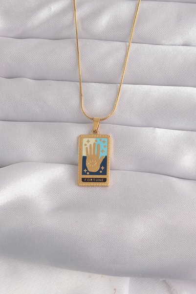 Angel Of Life 316L Steel Gold Color Mixed Enamel Hand Figured Tarot Pendant