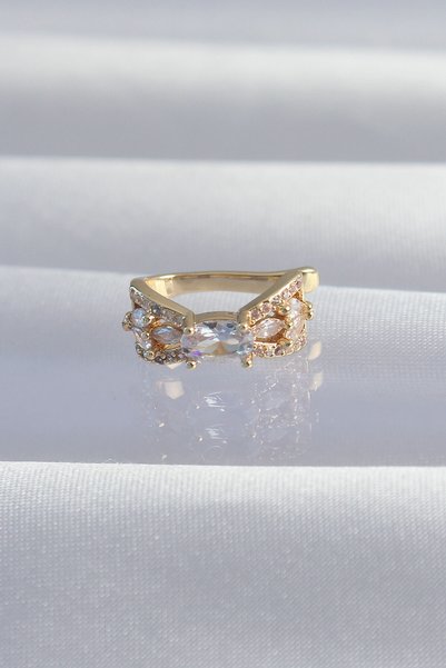 Angel Of Life Brass Gold Color Zircon Stone Plated Earcuff Earrings