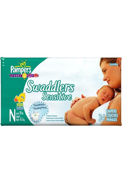 Pampers حفاضات سوادلرز الحساسة، للمواليد الجدد، 136 قطعة