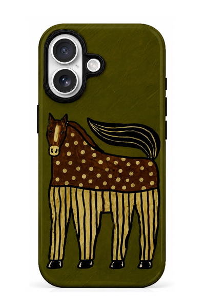 EDELFU متوافق مع iPhone 17 - غطاء بتصميم حصان منقط، غطاء مزدوج الطبقات، غلاف ...
