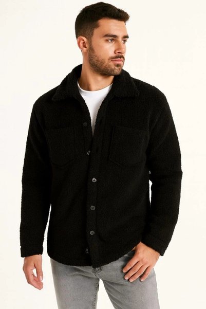 Marche Bien Marchè Bien Men's Plush Fleece Cardigan Shirt with Collar, Button...
