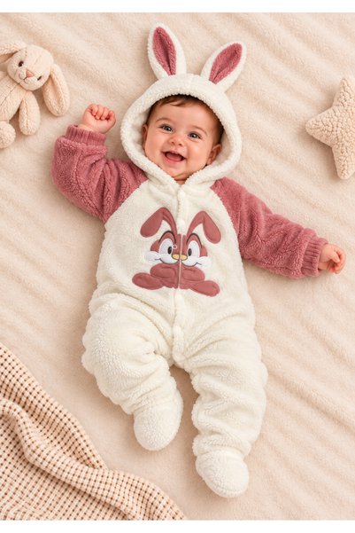 Mielco Baby Store Unisex Çıtçıtlı Welsoft Tavşan Nakışlı Kendinden Patikli Be...