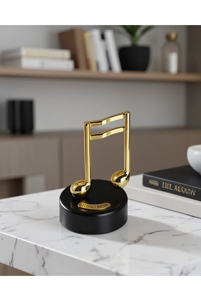 Nemere Dönen Müzik Kutusu Altın Nota Figürlü UCZZZNOTAMÜZİKUTUSU-6