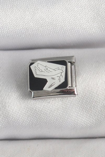 Angel Of Life 316L Steel Silver Color Black White Bird Embroidered Nomination...