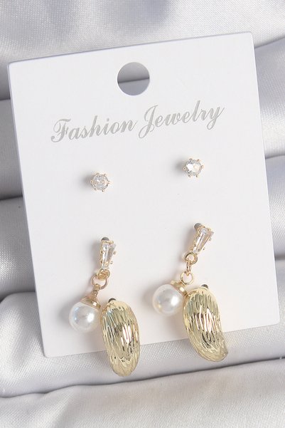 Angel Of Life Brass Gold Color Zircon Stone Pearl Dangle Embroidered Drop Mod...