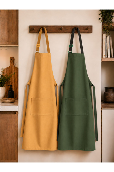 Hulganz Premium Kitchen Apron Set of 2 Stain-Resistant Water-Repellent Fabric...