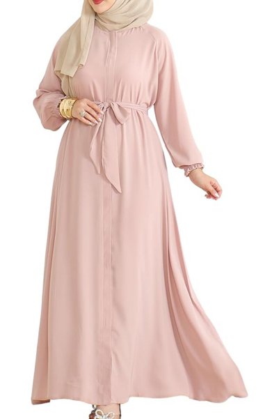 OtherMax Rochie Abaya Elegantă pentru Femei cu Fermoar și Curea Roz Mărimea X...