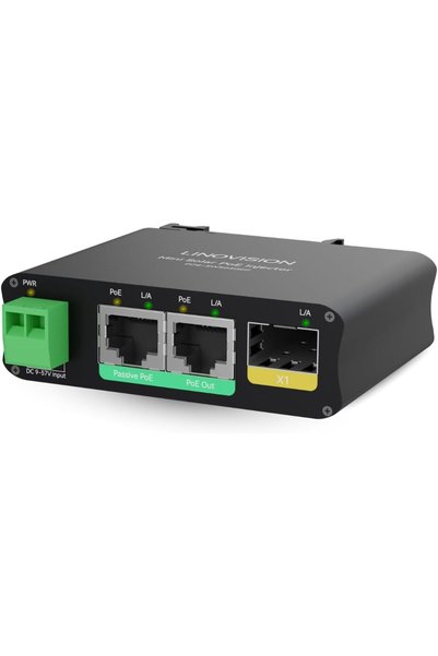 Generic مفتاح طاقة شمسية صغير بمنفذين مع خرج PoE سلبي ووصلات SFP