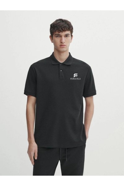 Marche Bien Marchè Bien Men's Pique Polo Collar T-Shirt with Buttons and Prin...