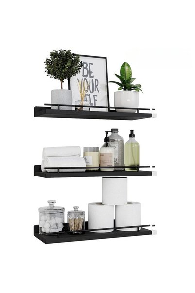 Generic Brand Set de 3 rafturi de perete din lemn rustic și organizatoare de ...