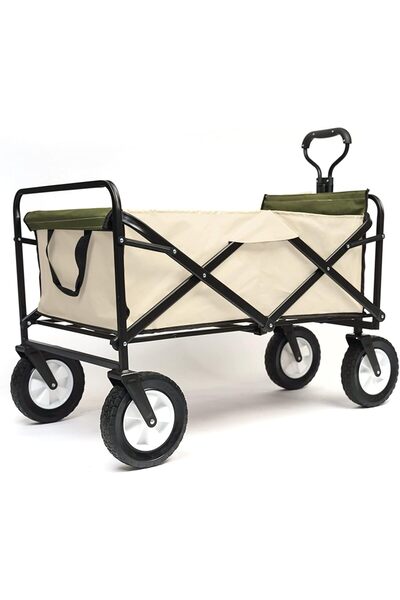 Arabest Garden, Outdoor Cart, Folding Utility Wagon, 220 LBS Capacity, Cup Ho...