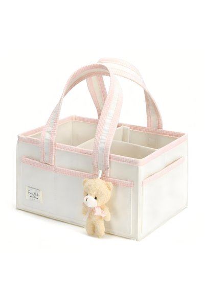 Generic Brand Pink Felt Diaper Caddy, Large Capacity, 33x23x18 cm