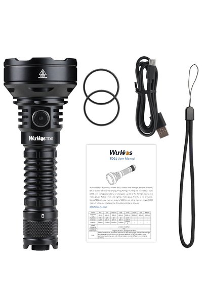 Bluejw مصباح يدوي LED من Wurkkos طراز TD01C بقوة 2200 لومن ومدى 1000 متر مقاو...